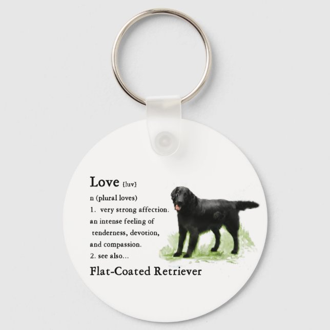 Flat-Coated Retriever Art Print Key Ring (Front)