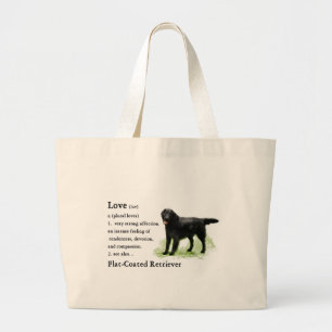 Flat-Coated Retriever Art Print Large Tote Bag