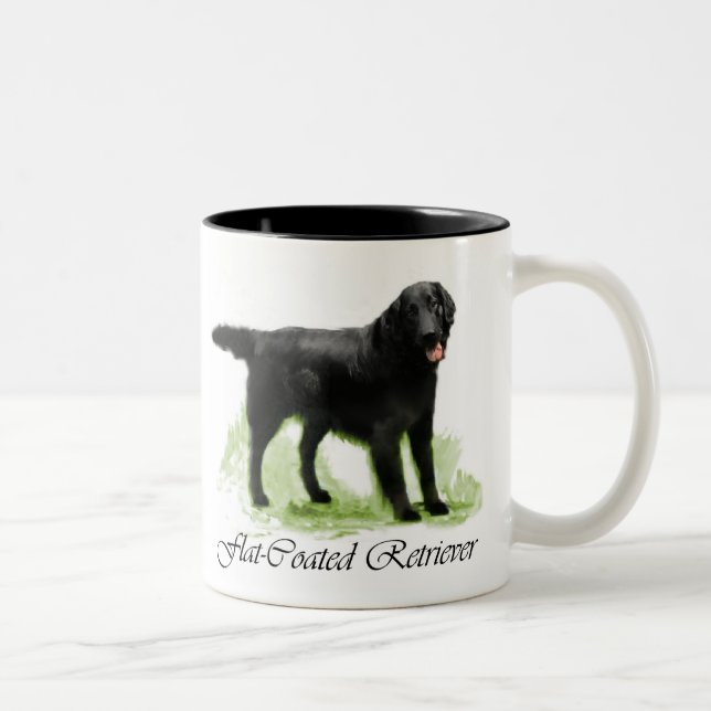 Flat-Coated Retriever Art Print Two-Tone Coffee Mug (Right)