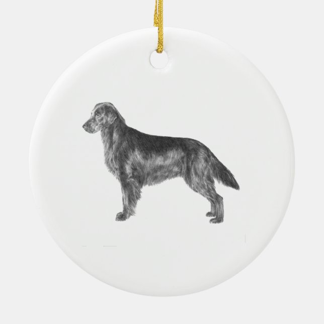 Flat Coated Retriever Ceramic Tree Decoration (Back)