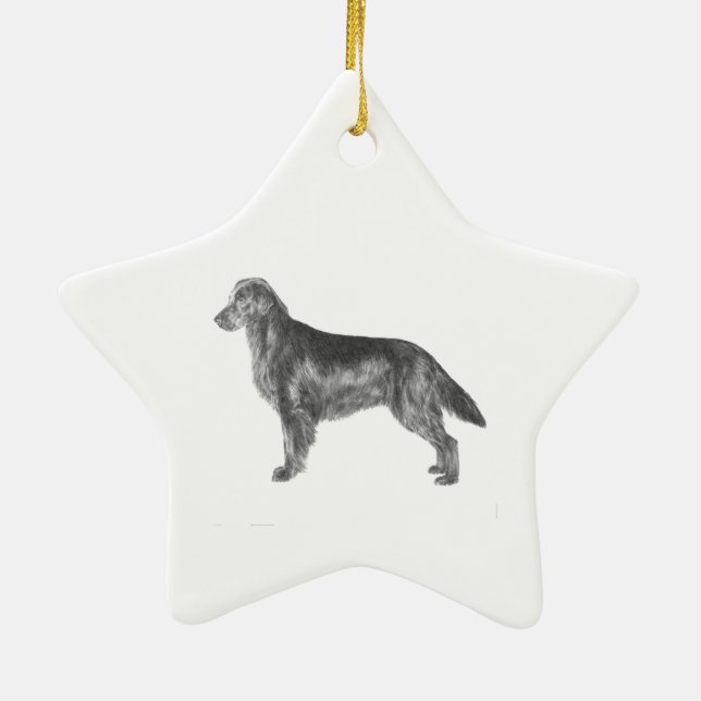Flat Coated Retriever Ceramic Tree Decoration (Back)