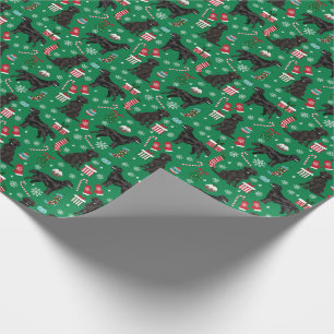 Flat coated retriever christmas dog wrapping paper