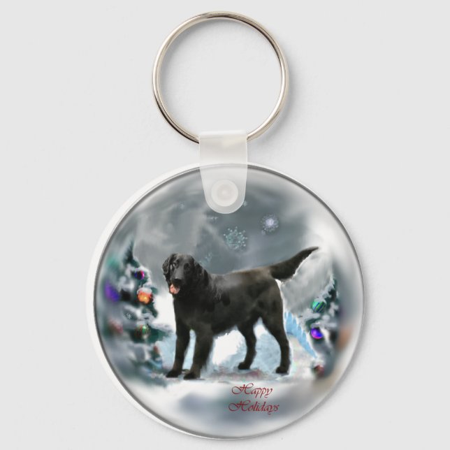 Flat-Coated Retriever Christmas Gifts Key Ring (Front)