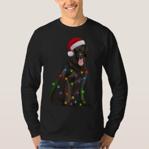 Flat-coated Retriever Christmas Lights Xmas Dog Lo T-Shirt