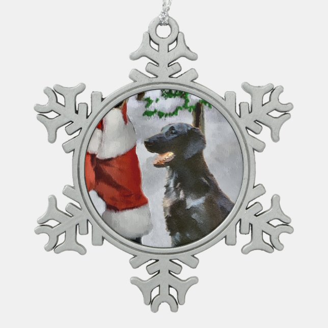 Flat-Coated Retriever Christmas Snowflake Pewter Christmas Ornament (Front)