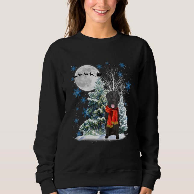 Flat Coated Retriever Christmas Xmas Tree Funny Sn Sweatshirt (Front)