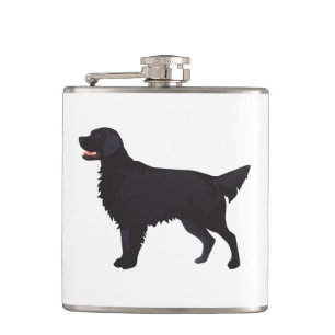 Flat-Coated Retriever Dog Breed Illustration Hip Flask