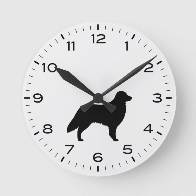 Flat Coated Retriever Dog Breed Silhouette Round Clock (Front)