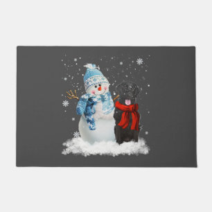 Flat-Coated Retriever Dog Christmas Snowman Christ Doormat