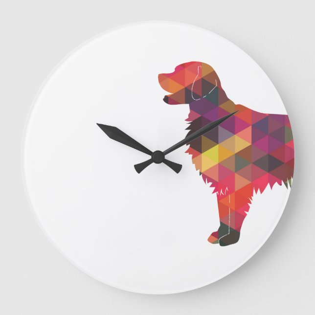 Flat Coated Retriever Dog Geometric Silhouette Large Clock (Front)