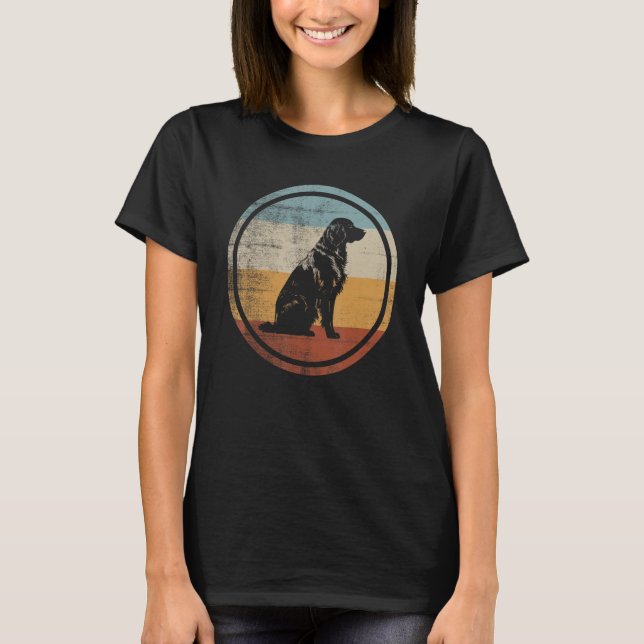 Flat Coated Retriever Dog Retro Style T-Shirt (Front)