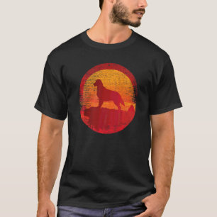 Flat Coated Retriever Dog Retro Sunset T-Shirt