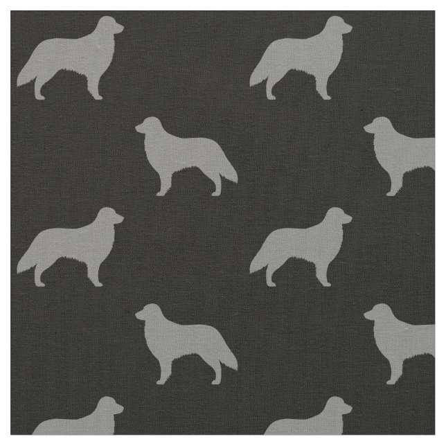 Flat Coated Retriever Dog Silhouettes Patterned Fabric (Close Up)