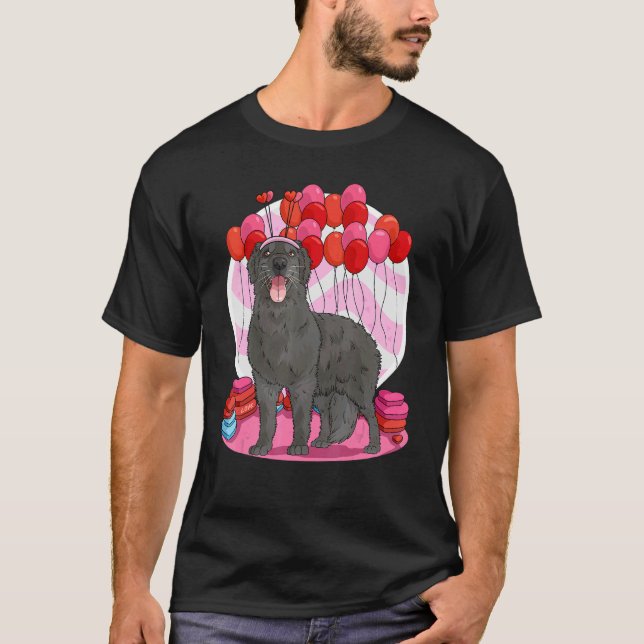 Flat Coated Retriever Heart Valentine Day Dog T-Shirt (Front)