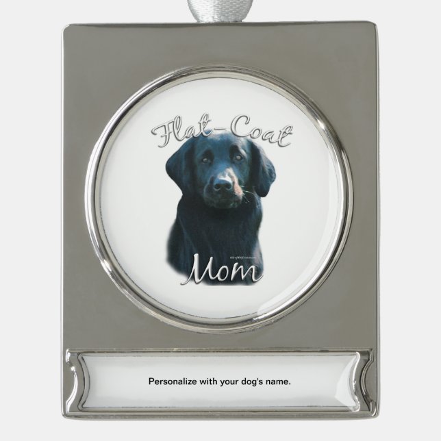 Flat-Coated Retriever Mum 2 Silver Plated Banner Ornament (Front)