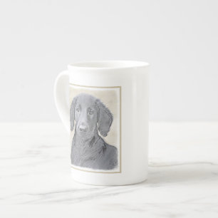 Flat-Coated Retriever Painting - Cute Original Dog Bone China Mug