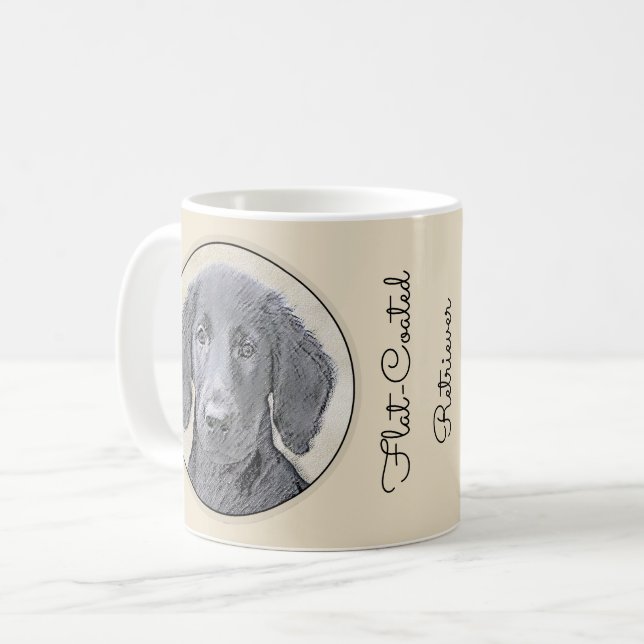Flat-Coated Retriever Painting - Cute Original Dog Coffee Mug (Front Left)