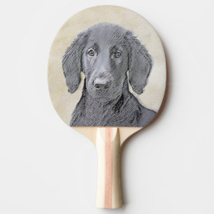Flat-Coated Retriever Painting - Cute Original Dog Ping Pong Paddle