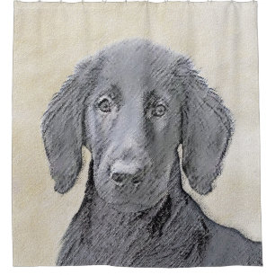 Flat-Coated Retriever Painting - Cute Original Dog Shower Curtain