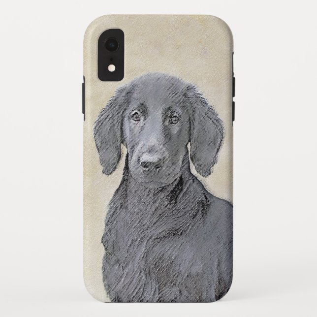 Flat-Coated Retriever Painting - Original Dog Art Case-Mate iPhone Case (Back)