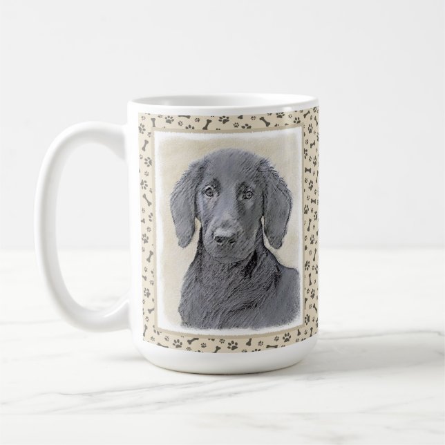 Flat-Coated Retriever Painting - Original Dog Art Coffee Mug (Left)