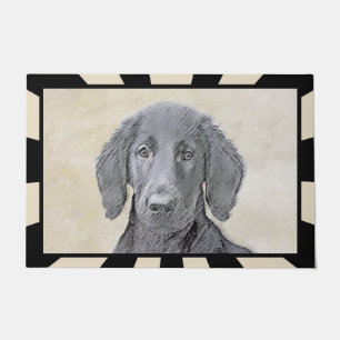 Flat-Coated Retriever Painting - Original Dog Art Doormat