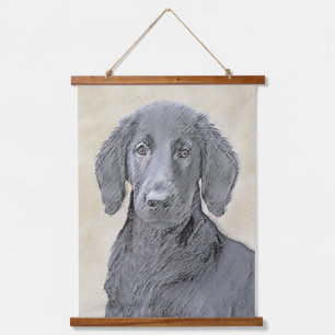 Flat-Coated Retriever Painting - Original Dog Art Hanging Tapestry