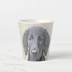 Flat-Coated Retriever Painting - Original Dog Art Latte Mug