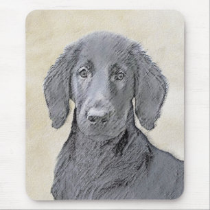 Flat-Coated Retriever Painting - Original Dog Art Mouse Mat