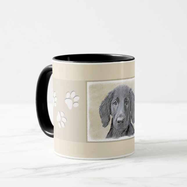 Flat-Coated Retriever Painting - Original Dog Art Mug (Front Left)