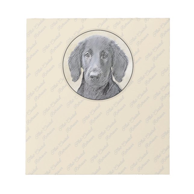 Flat-Coated Retriever Painting - Original Dog Art Notepad (Front)