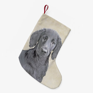 Flat-Coated Retriever Painting - Original Dog Art Small Christmas Stocking