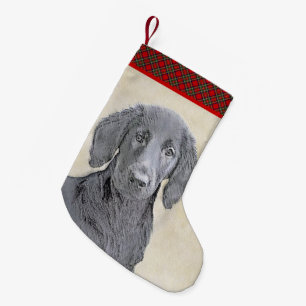 Flat-Coated Retriever Painting - Original Dog Art Small Christmas Stocking
