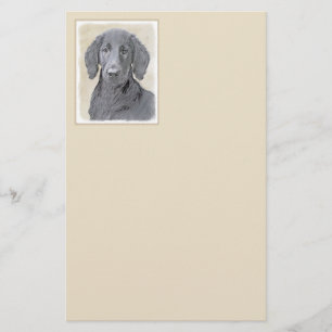 Flat-Coated Retriever Painting - Original Dog Art Stationery