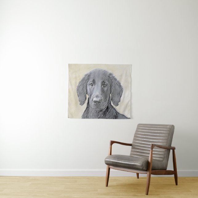 Flat-Coated Retriever Painting - Original Dog Art Tapestry (In Situ (Horizontal))