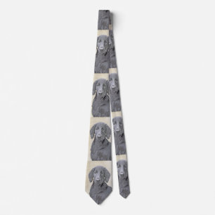 Flat-Coated Retriever Painting - Original Dog Art Tie
