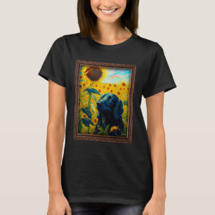 Flat Coated Retriever Painting Sunflower Flower Mo T-Shirt