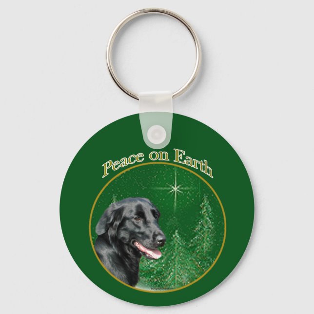 Flat-Coated Retriever Peace Keychain (Front)
