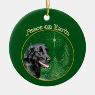 Flat-Coated Retriever Peace Keychain Ceramic Tree Decoration