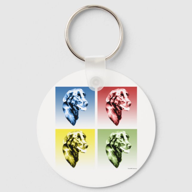 Flat-Coated Retriever Pop Key Ring (Front)