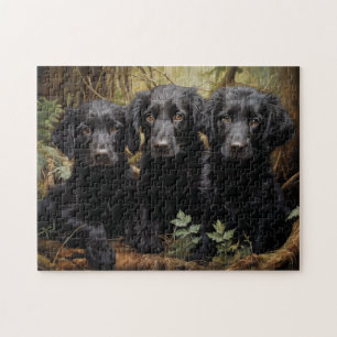Flat Coated Retriever Puppies Jigsaw Puzzle