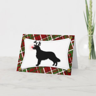 Flat Coated Retriever Reindeer Christmas Card
