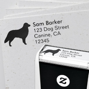 Flat Coated Retriever Silhouette Return Address Self-inking Stamp