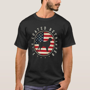 Flat Coated Retriever Usa Flag 4th July Dog Mum Da T-Shirt