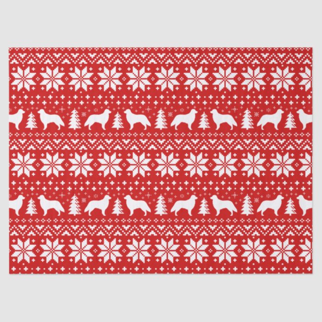 Flat Coated Retrievers Christmas Pattern Red Tissue Paper (Front)
