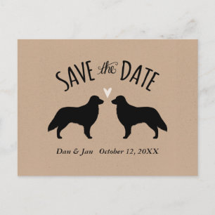 Flat Coated Retrievers Wedding Save the Date Announcement Postcard