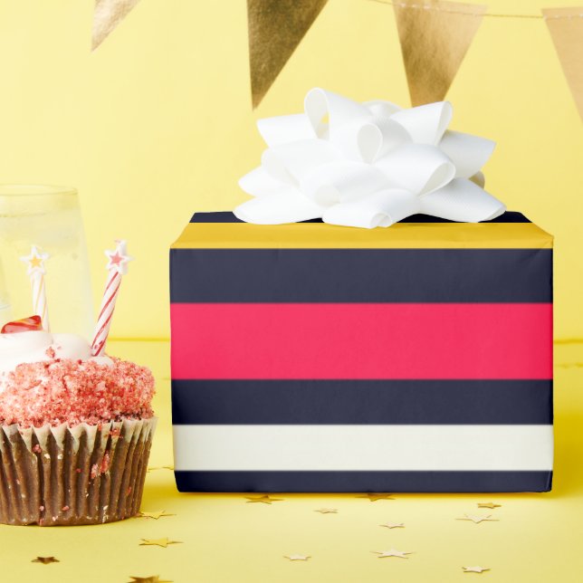 Flat Colour Stripe Wrapping Paper (Birthday Party)