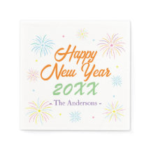 Flat Colourful Happy New Year Party - White