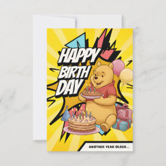 Flat Colourful Pooh Birthday Card