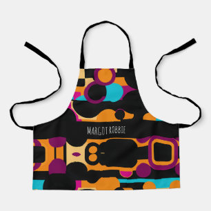 Flat composition circles orange Abstract Pattern Apron